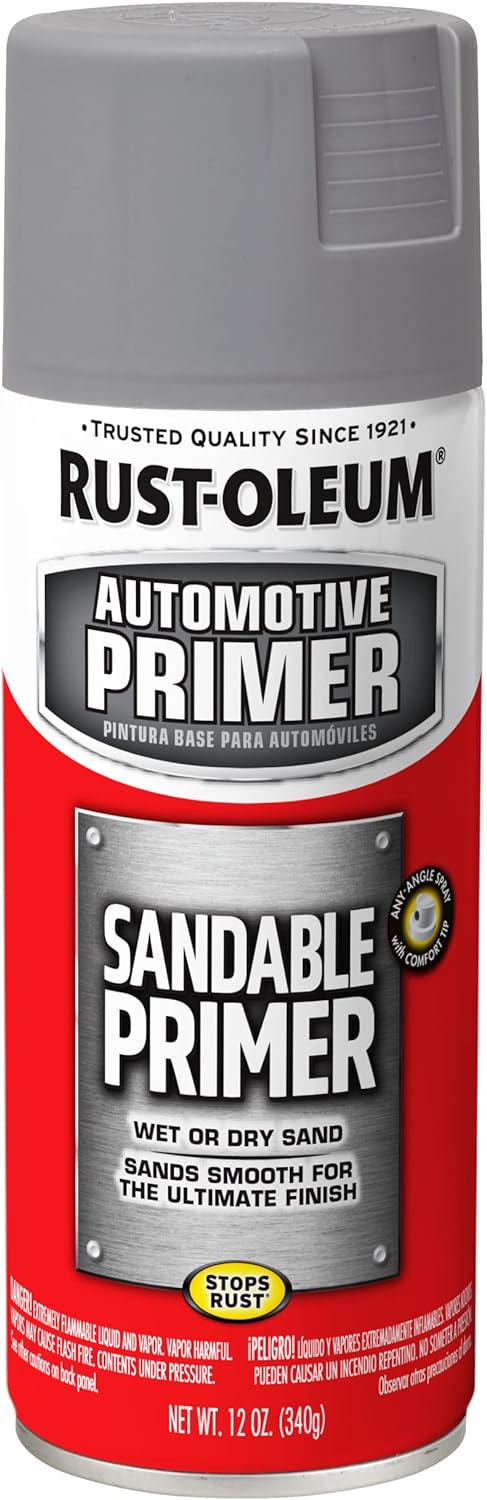 Rust-Oleum 249415 Automotive Sandable Primer Spray, 12 oz, Gray