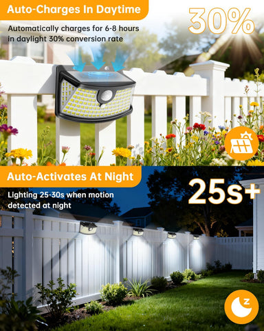 Aootek Solar Motion Sensor Lights Outdoor 120 LEDs, Black, 6 Pack