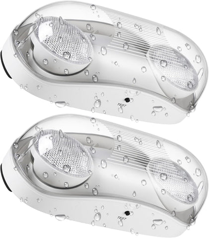 LEONLITE 2-Pack Wet Location LED Emergency Lights IP65 Waterproof White