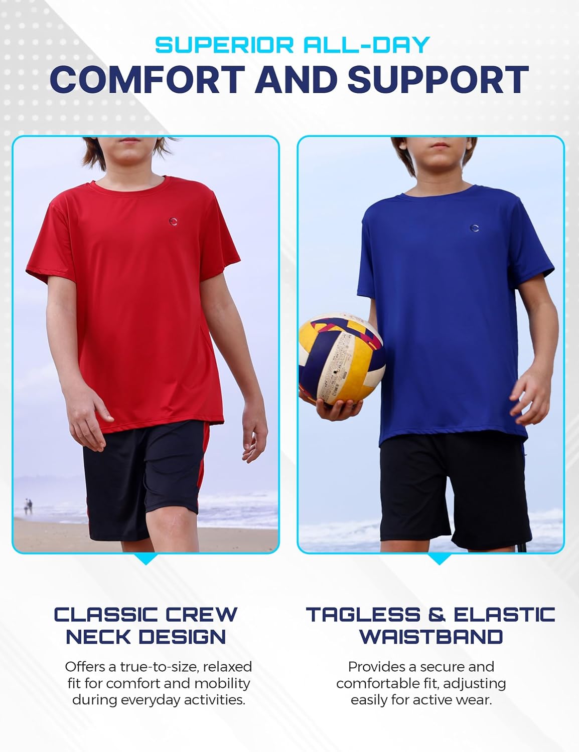 Boys Performance Crew Neck T-Shirt & Athletic Shorts 4-Piece Set