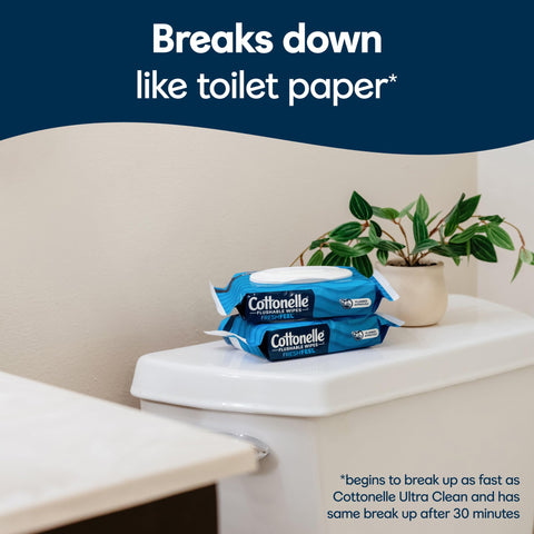 Cottonelle Fresh Feel Flushable Wet Wipes, Adult Wet Wipes, 8 Flip-Top Packs, 42 Wipes Per Pack (336 Total Wipes), Packaging May Vary