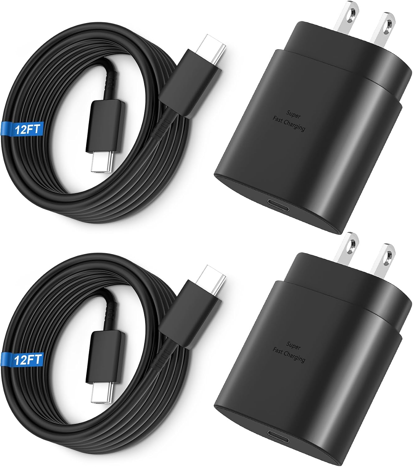 Super Fast Charger Type C, 25W USB C Wall Charger Fast Charging for Samsung Galaxy S26 Ultra/S26/S26+/S25 Ultra/S25/24 Ultra/S24/S23 Ultra/S22 Ultra with 12FT Long Android Type C Charger Cable 2Pack