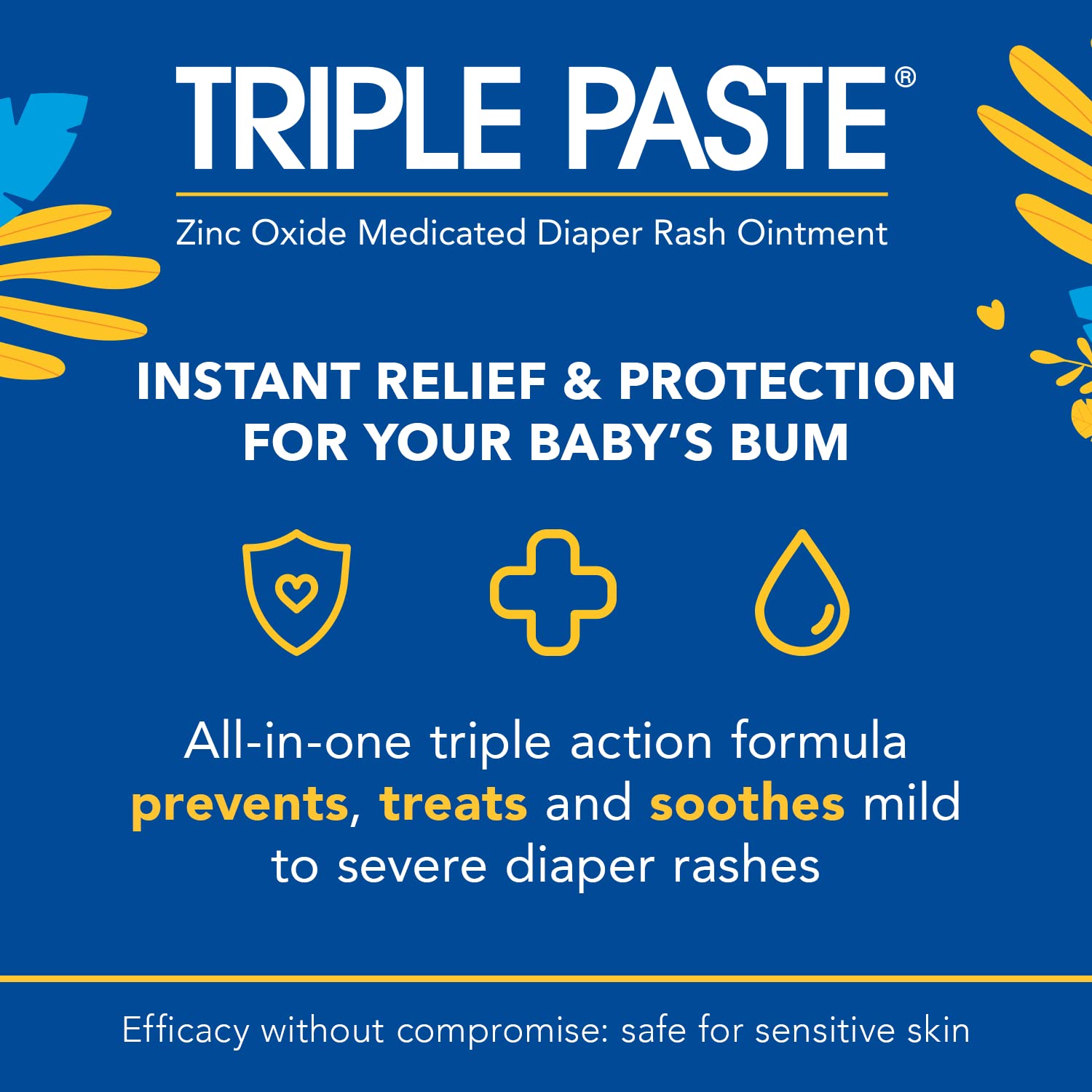 Triple Paste Diaper Rash Cream, Zinc Oxide Baby Ointment, 16 oz