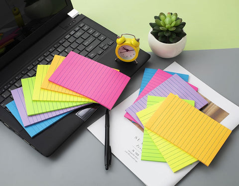 (12 Pack) Lined Sticky Notes 4x6 in,Bright Large Notepads with Lines
