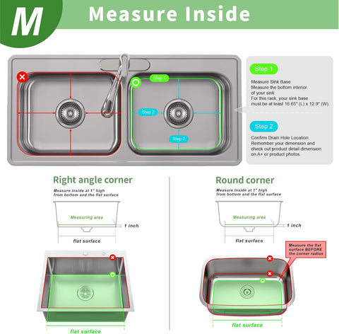 SunnyPoint 304 Stainless Steel Sink Protector Rack – Rust-Resistant Grid for Kitchen Sink Bottom, Scratch Prevention, Drainage Support, Fits Sinks 16.15" x 12.4", Center Drain Hole Required