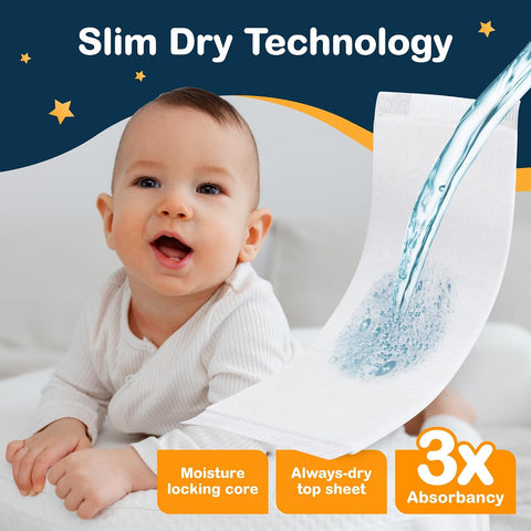 Inspire Dimples Booster Pads, Baby Diaper Doubler with Adhesive for Secure Fit | 1 Size Fits All Diapers | Boosts Absorbency No More leaks 22 Count