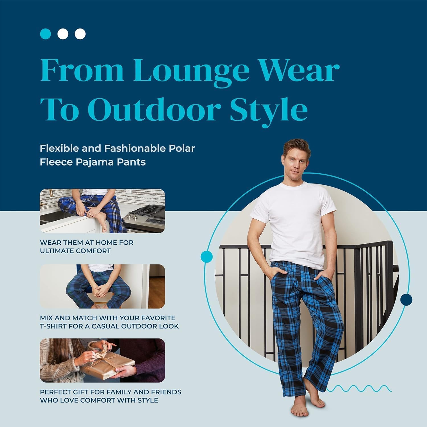 Active Club 3 Pack Mens Fleece Pajama Pants - Plaid Lounge (S- 3X)