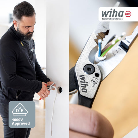Wiha Multifunctional Pliers for Electricians 8-in-1 I Crimping, Stripping, Cutting, Gripping, Deburring, Bending, Screwing, Cutting Screws (45705)