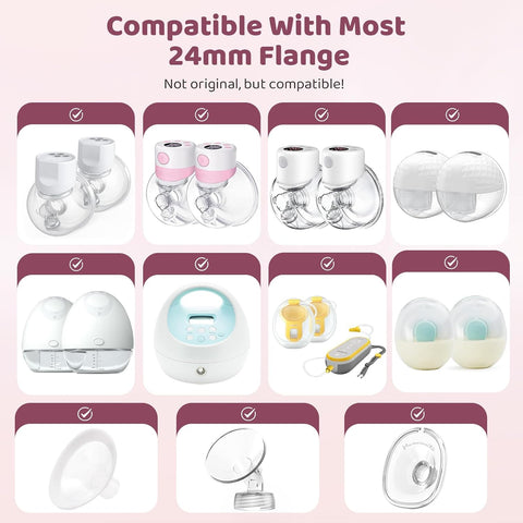 Nursi Luna Flange Sizing Kit, 19mm Flange Inserts for 24mm Breast Pumps