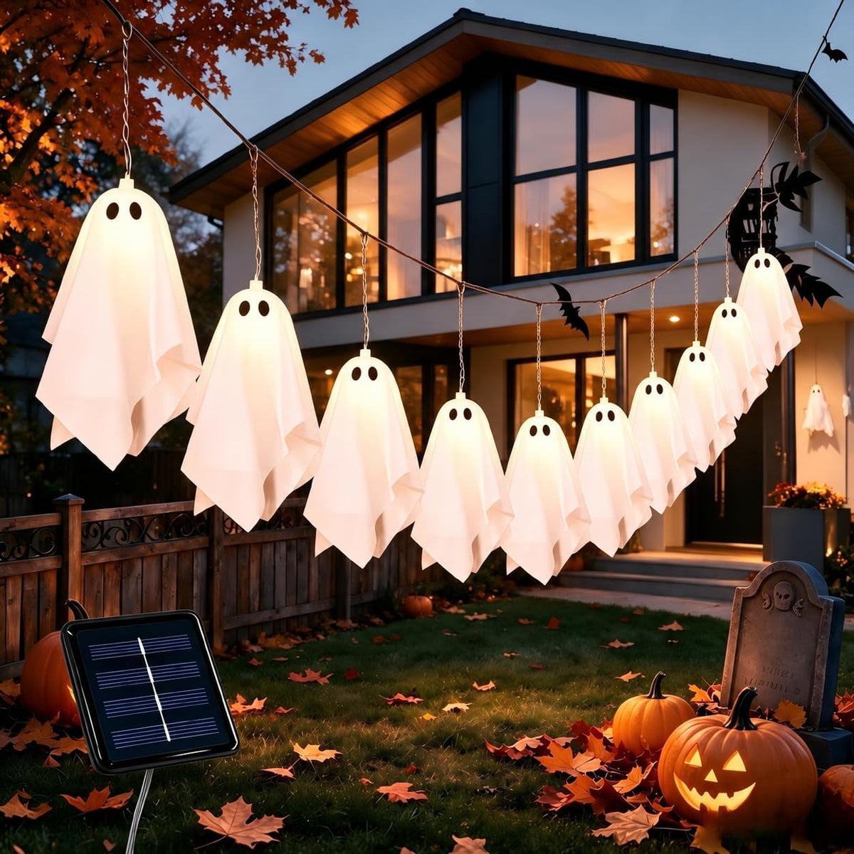 Solar Halloween Decorations Outdoor, Ghost Halloween Decor Lights