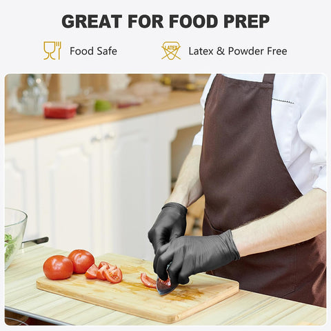 SWIFTLITE Black Vinyl Gloves, Food Grade Gloves Disposable Latex Free
