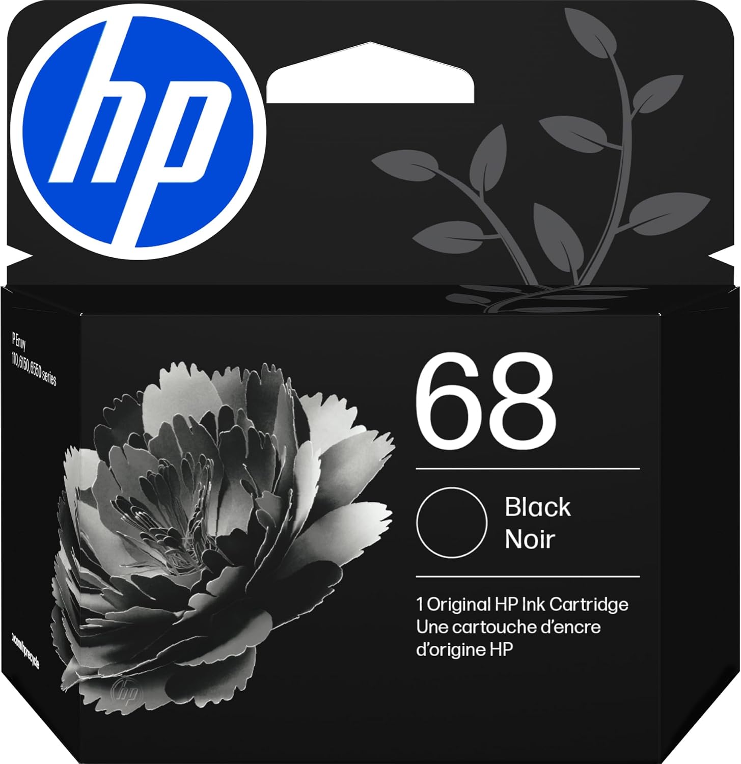 HP 68 Black Ink Cartridge | Works with Envy 6100e, 6500e Series | 7FP21TN