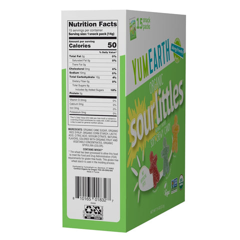 YumEarth Organic Sour Littles Chewy Candy, 0.5oz Snack Packs (Box of 15)