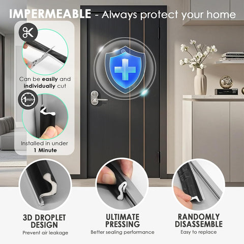 Kerf Weather Stripping Door Seal Soundproof Insulation for Large Gap