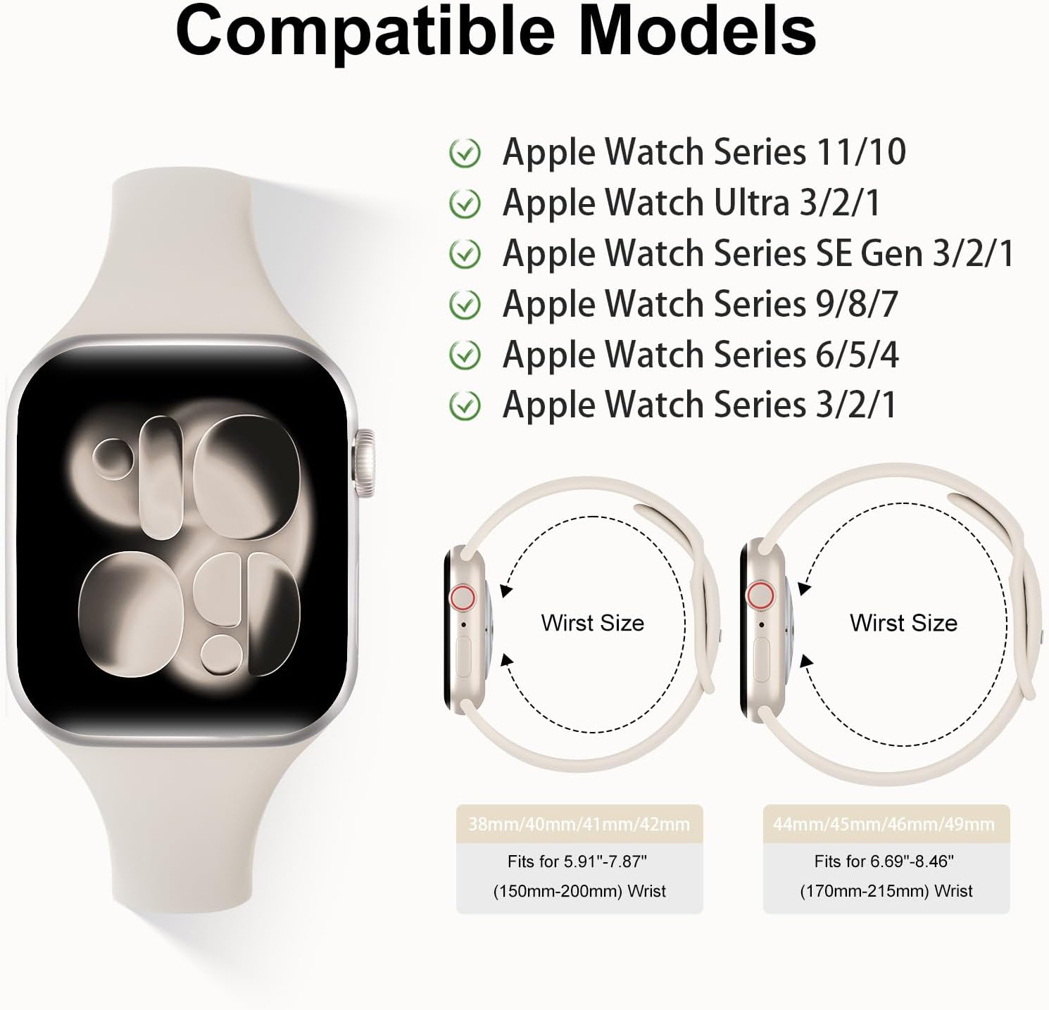 6 Pack Thin Silicone Compatible with Apple Watch Bands Women Men