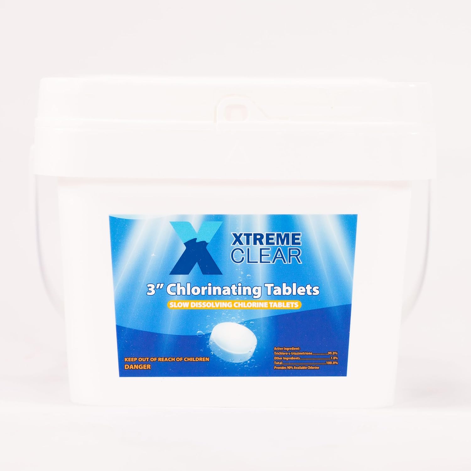 Xtremeclear 3" Swimming Pool Chlorine Tablets 99% Pure Tri-Chlor| Long Lasting & Slow Dissolving | Pro-Grade Pool Sanitizer | 5 Pounds Bucket