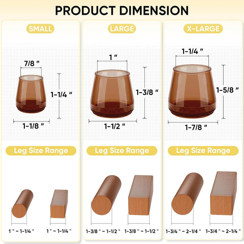 BALEINE 32PCS Silicone Chair Leg Floor Protectors for Hardwood Floors