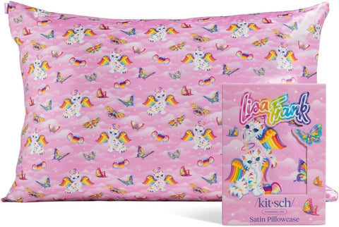 Lisa Frank x Kitsch Satin Pillowcase, Size 19x26 - Angel Kitty