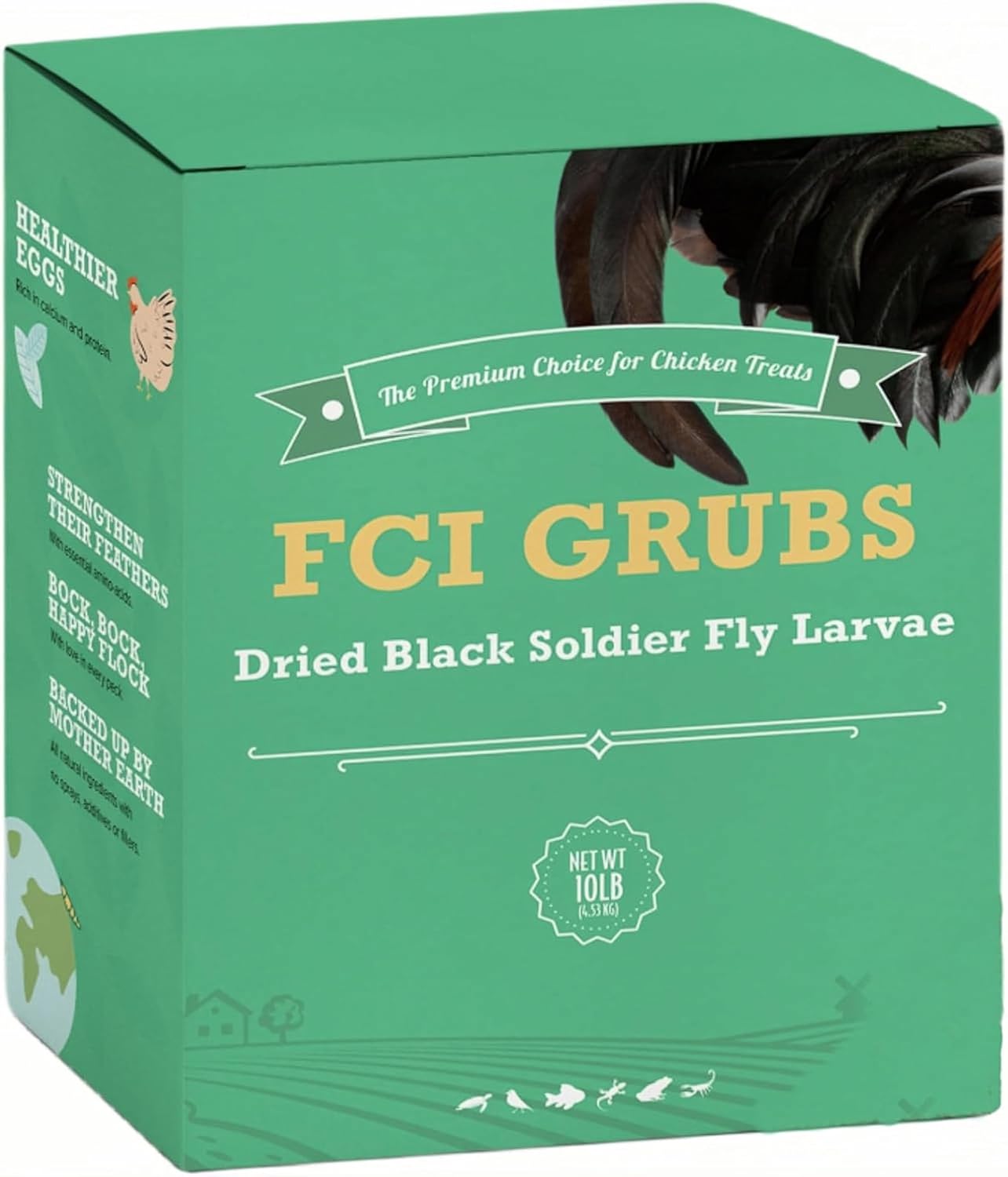 10LB Dried Black Soldier Fly Larvae for Chickens,High Calcium,Non-GMO,60-100X More Calcium Than Mealworms,Treat for Laying Hen,Ducks,Wild Birds,Turtles