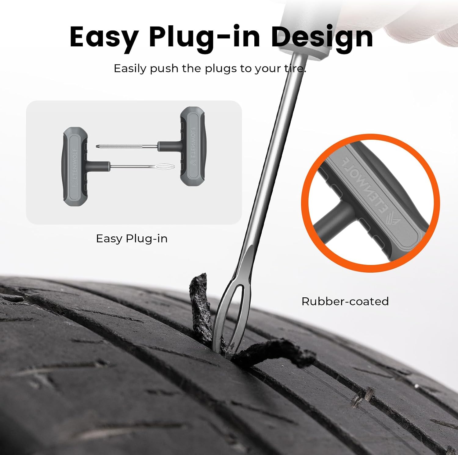 ETENWOLF Flat Tire Repair Kit with Plugs 16 Pcs, Heavy Duty Tire Plug Kit