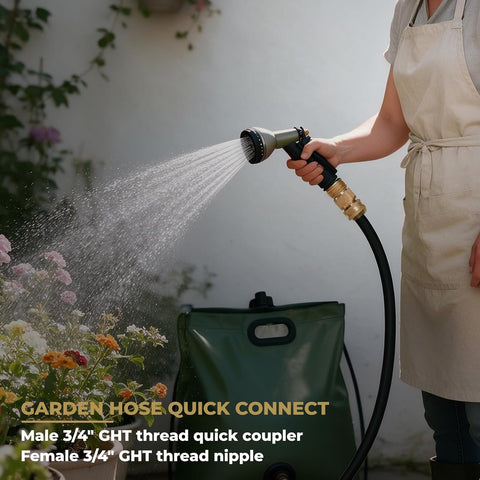 HQMPC Garden Hose Quick Connect Solid Brass Quick Connector Garden Hose Fitting Water Hose Connectors Garden Hose Disconnect 3/4 inch GHT (2Sets) (2Female+2Male)