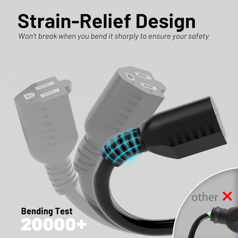 Vockjour 16/3 Black Indoor Outdoor Extension Cord 15 Ft Waterproof