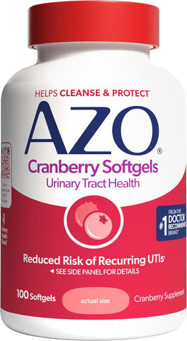 AZO Cranberry Pills for Women & Men, Urinary Tract Health, 100 Softgels