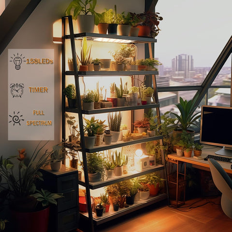 Grow Lights for Indoor Plants,Ultra-Thin Panel Grow Lamp,158LEDs Full Spectrum Grow Lights for Under Cabinet Plant, Grow Lamp with 3/9/12H Timer,10 Dimmable Levels for Plants Growing(2PCS)