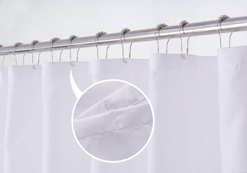N&Y HOME Fabric Shower Curtain Liner with Magnets Standard Size, White