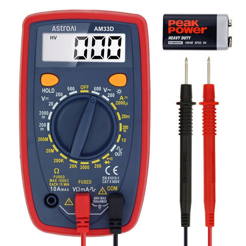 AstroAI Digital Multimeter Tester 2000 Counts with DC AC Voltmeter and Ohm Volt Amp Meter; Measures Voltage, Current, Resistance, Continuity and Diode, Blue