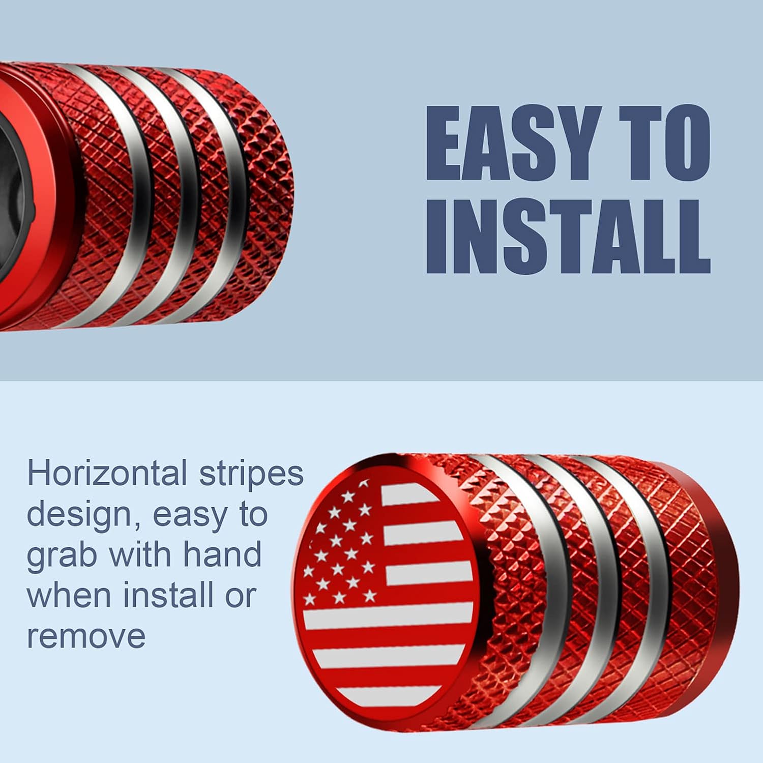 DECURCAR Tire Valve Stem Caps 5 Pack American Flag - Red