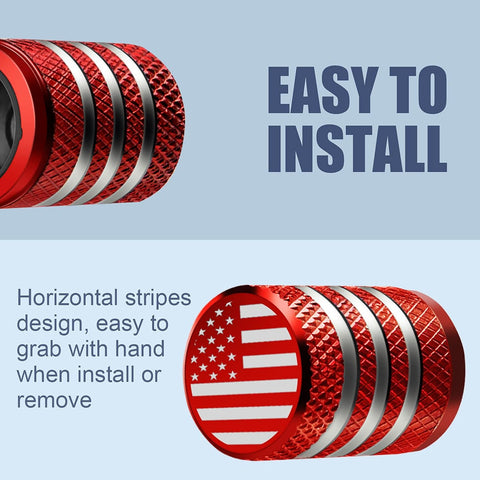 DECURCAR Tire Valve Stem Caps 5 Pack American Flag - Red