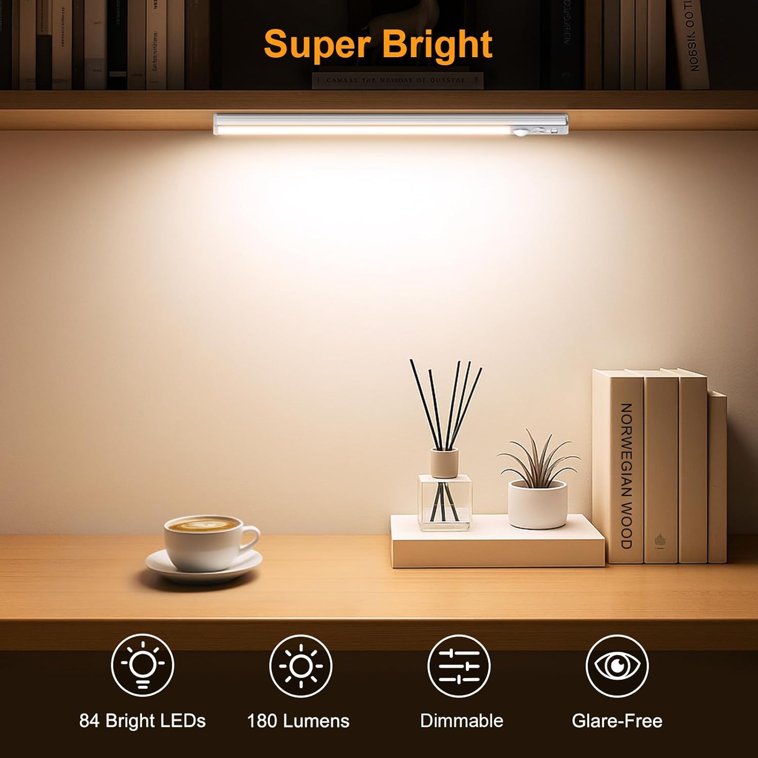 Gritin 10.2inch Under Cabinet Lighting Rechargeable 2 Pack