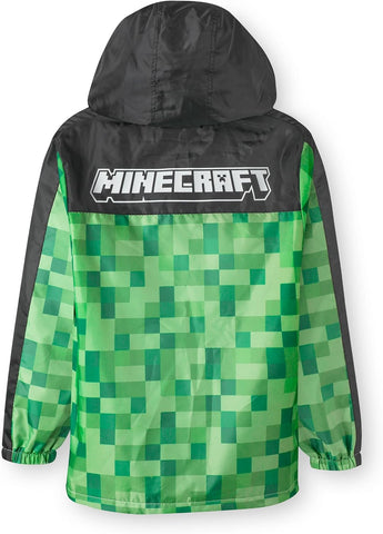 Minecraft Boys Jacket Waterproof Hoodie Creeper Fleece Lined Raincoat
