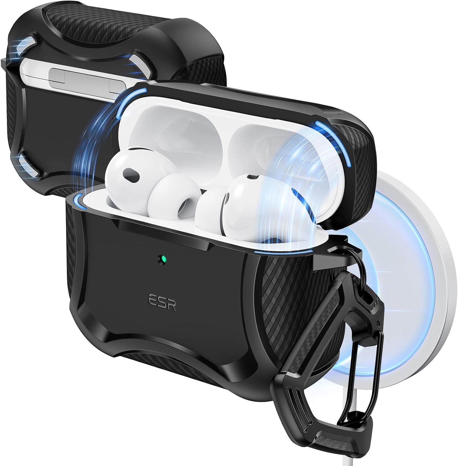 ESR for AirPods Pro 3 Case (2025), Magnetic Lid, Cyber Tough Series, Black