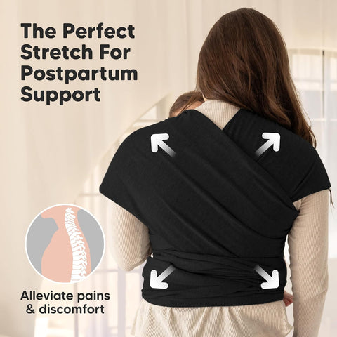 KeaBabies Baby Wrap Carrier, All in 1 Original Baby Carrier (Trendy Black)