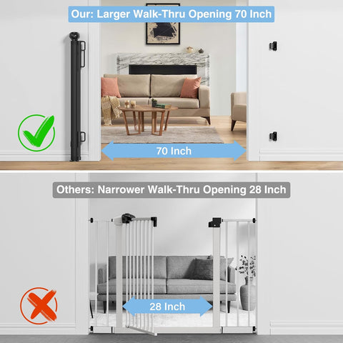PRObebi Retractable Baby Gates for Stairs & Doorways, Dog Gate 0-54" W × 34" H, Black