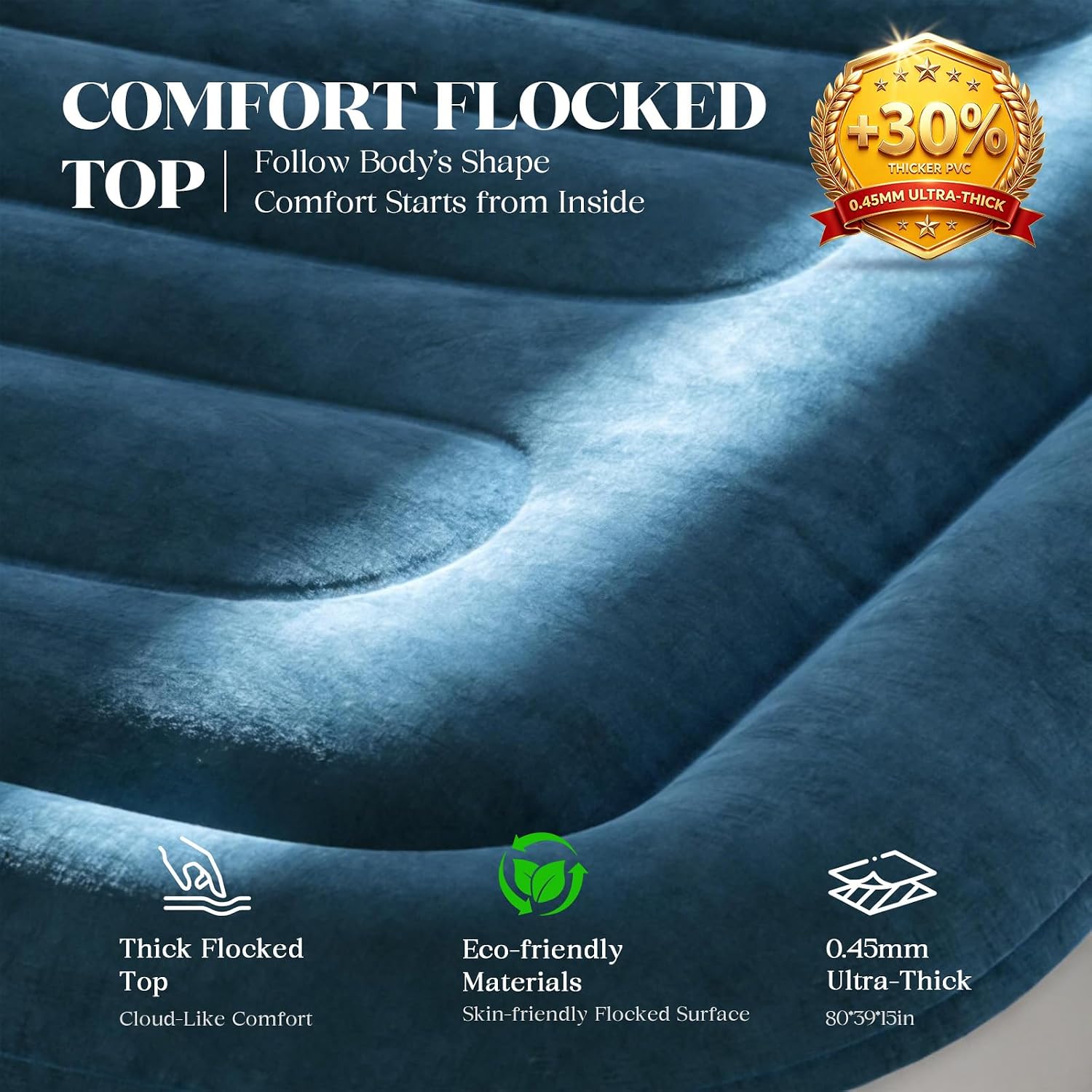 VOSSER Twin Air Mattress with Built in Pump,XL-Long Blow up Mattress,500lb