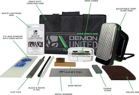 Demon Complete Basic Tune Kit with Wax- Everything Needed to do a Basic Tune for Your Skis and Snowboard * Made in USA Wax*