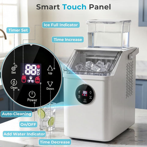 Electactic Countertop Ice Cube Maker, Datchable Water Tank, 26Lbs/Day