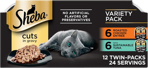 Sheba Perfect Portions Cuts Wet Cat Food, Chicken & Tuna, 2.6 oz, 12 ct