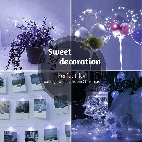 8 Pack LED Fairy Lights Battery Operated 20FT 60 LEDs Silver Wire String Lights Twinkle Lights Starry Fairy Lights for Bedroom Christmas Wedding Party Indoor Outdoor Decorations, Cool White
