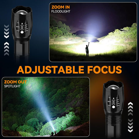LED Flashlight 2 Pack, Small Flashlights Powerful High Lumens 5 Modes, Waterproof Zoomable Mini Tactical Flash Light for Home Emergencies Camping