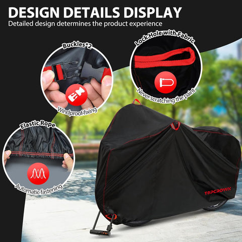 Topcrown Bike Cover Waterproof Outdoor Storage Bicycle Cover for 2 Bikes