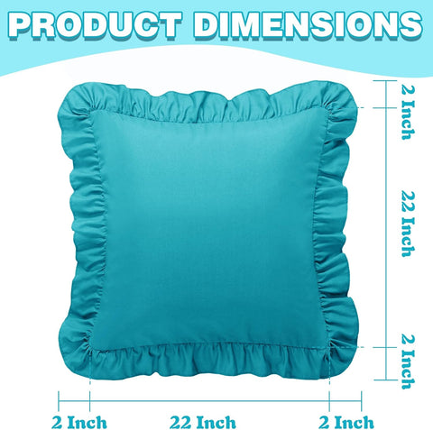 KKJIAF 2 Pack Ruffle Pillow Cases 22x22 Inches, Teal