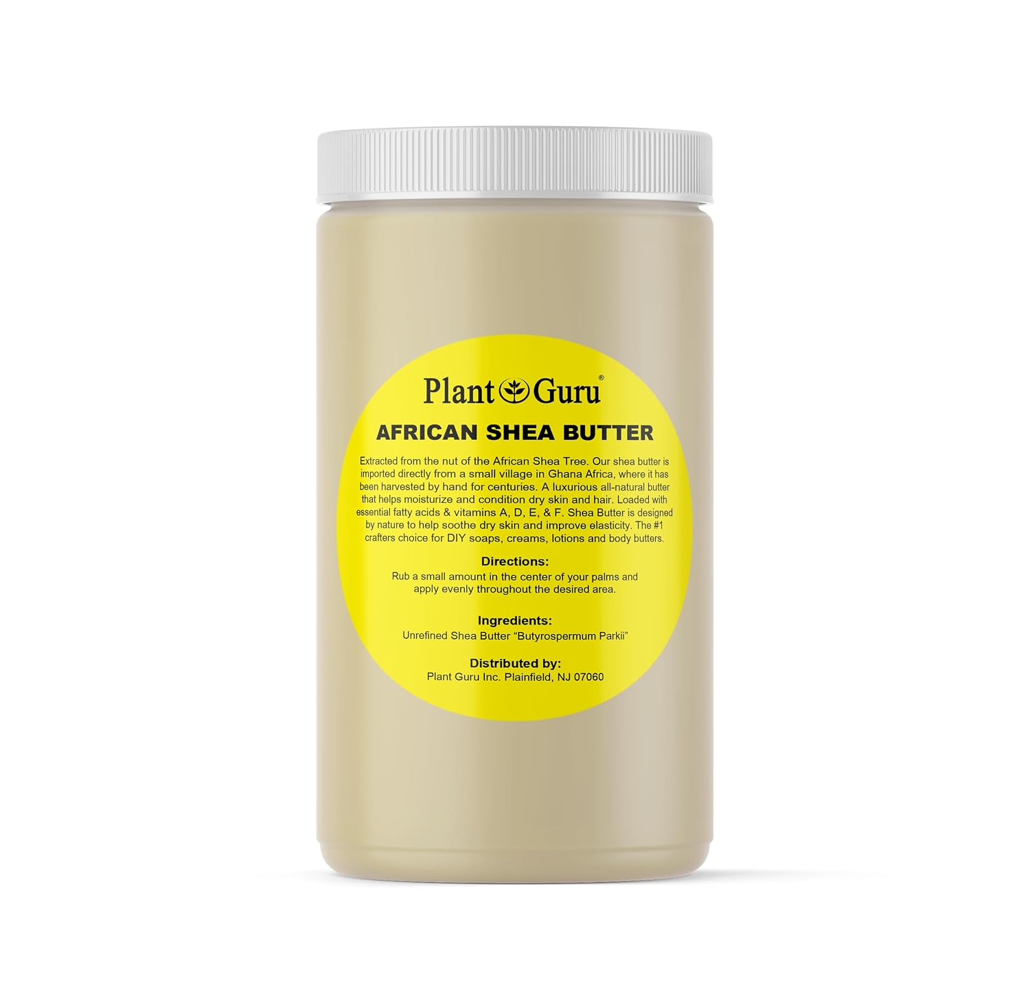 Plant Guru Raw African Shea Butter 32 oz. / 2 lbs. Jar Bulk 100% Pure Natural Unrefined IVORY - Ideal Moisturizer For Dry Skin, Body, Face And Hair Growth. Great For DIY Soap and Lip balm Making.