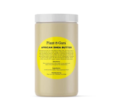 Plant Guru Raw African Shea Butter 32 oz. / 2 lbs. Jar Bulk 100% Pure Natural Unrefined IVORY - Ideal Moisturizer For Dry Skin, Body, Face And Hair Growth. Great For DIY Soap and Lip balm Making.