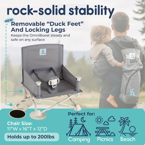 OmniBoost Booster Seat with Tray, Travel High Chair, Baby Chair, Grey