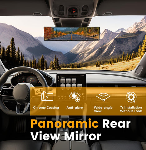 12 Inch Chrome Coat Anti-glare Wide Angle Rear View Mirror 2 Pack