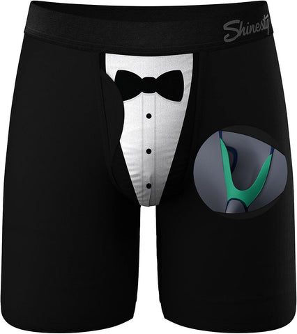 Shinesty Long Leg Boxer Briefs for Men - Support Ball Hammock Underwear